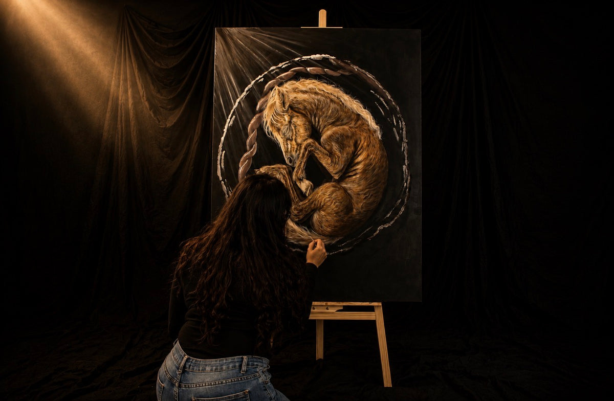 Foal inside the womb painting