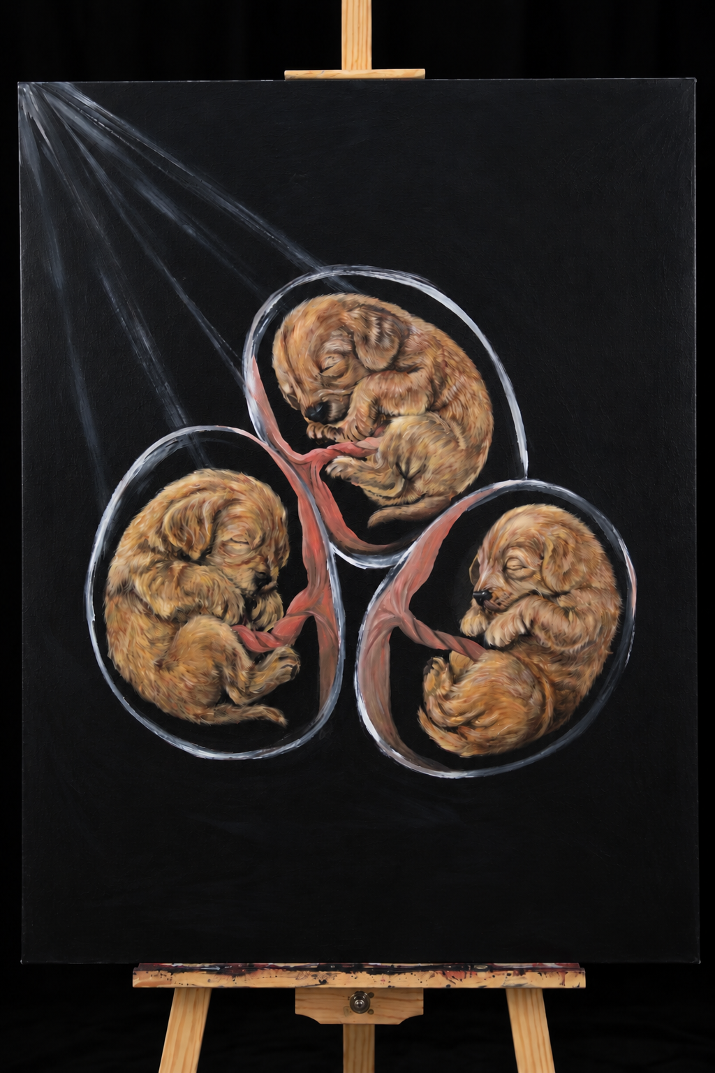Hang On, Your Best Friend Is Coming — Original Puppy Painting | Genesis Collection