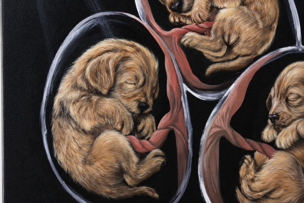 Hang On, Your Best Friend Is Coming — Original Puppy Painting | Genesis Collection